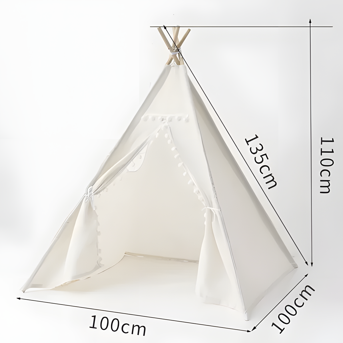Kids Teepee Tent with Curtain | Foldable Indoor Play House for Toddlers | Boys & Girls Ages 3–12 (1.35m & 1.6m)