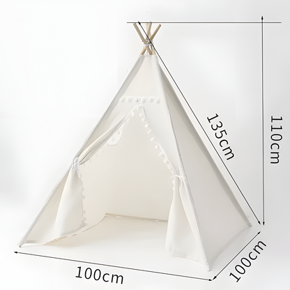 Kids Teepee Tent with Curtain | Foldable Indoor Play House for Toddlers | Boys & Girls Ages 3–12 (1.35m & 1.6m)