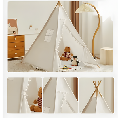Kids Teepee Tent with Curtain | Foldable Indoor Play House for Toddlers | Boys & Girls Ages 3–12 (1.35m & 1.6m)