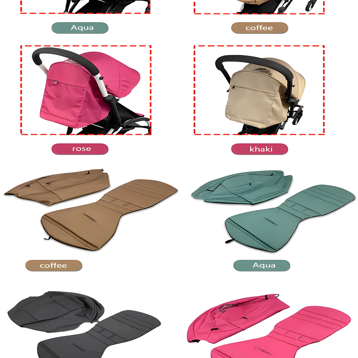 Stroller Canopy Cover & Seat Cushion Set (3pcs) | Compatible with Babyzen YOYO & YOYO2