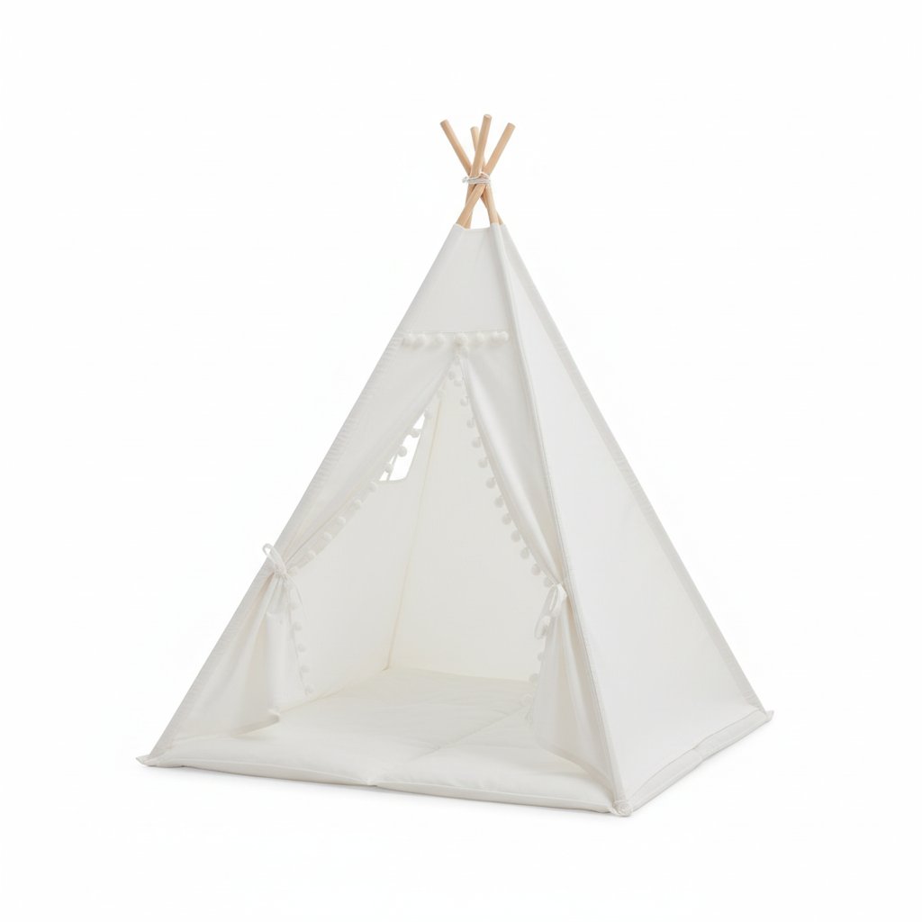 White Kids Teepee Tent on White Background