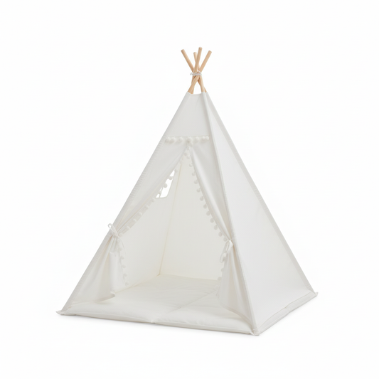 White Kids Teepee Tent on White Background