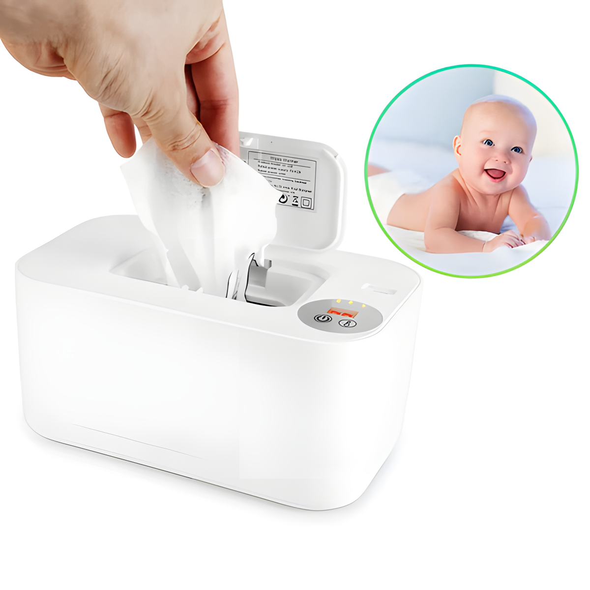 Baby Wipe Warmer - USB-C Rechargeable Portable Wipe Heater with 3 Temperature Settings & LED Display, Top-Heating Design