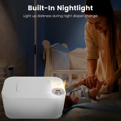 Baby Wipe Warmer - USB-C Rechargeable Portable Wipe Heater with 3 Temperature Settings & LED Display, Top-Heating Design